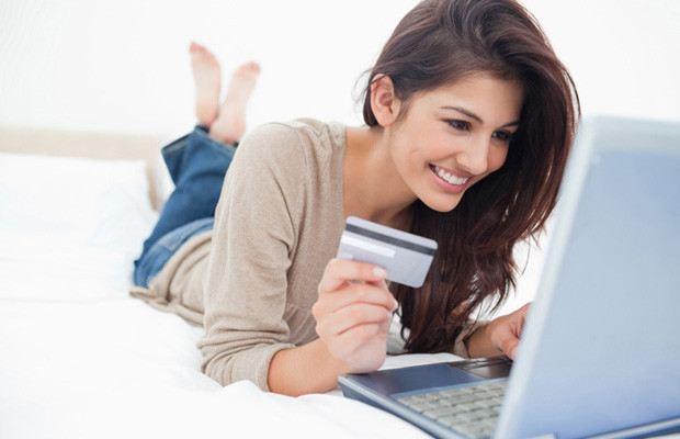 Woman shopping with a prepaid card