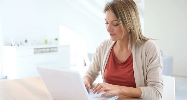 Confused woman searching for loans